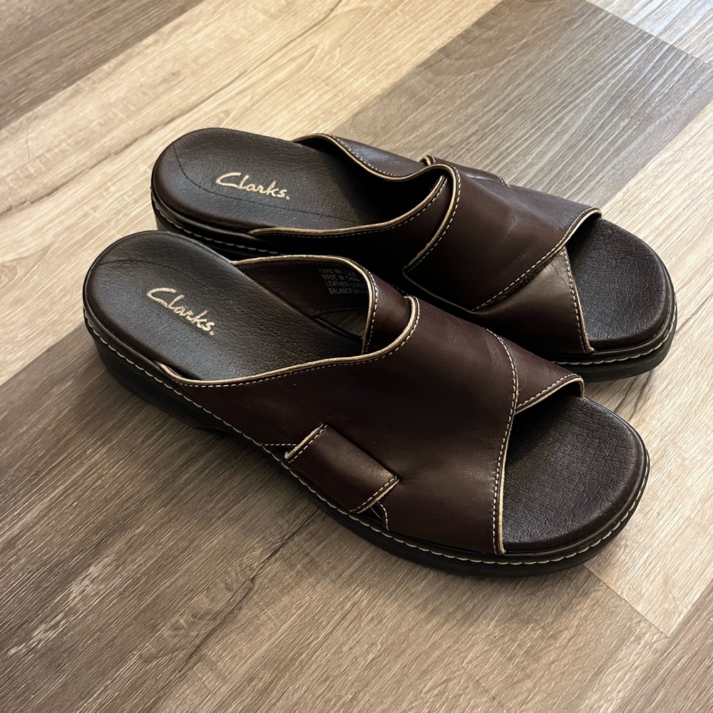 Clarks Women's Dark Brown Leather Sandals